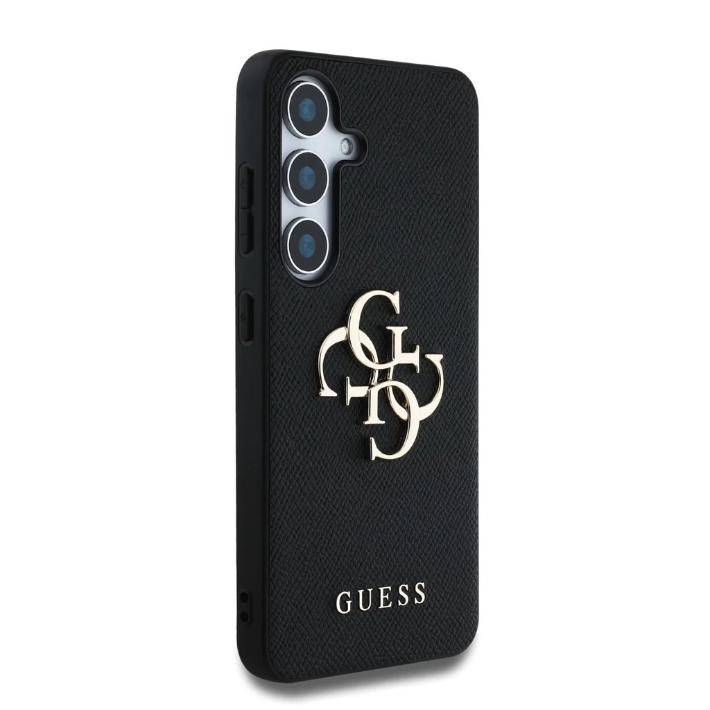 Guess PU Grained 4G Metal Logo tok Samsung Galaxy S25 készülékhez fekete
