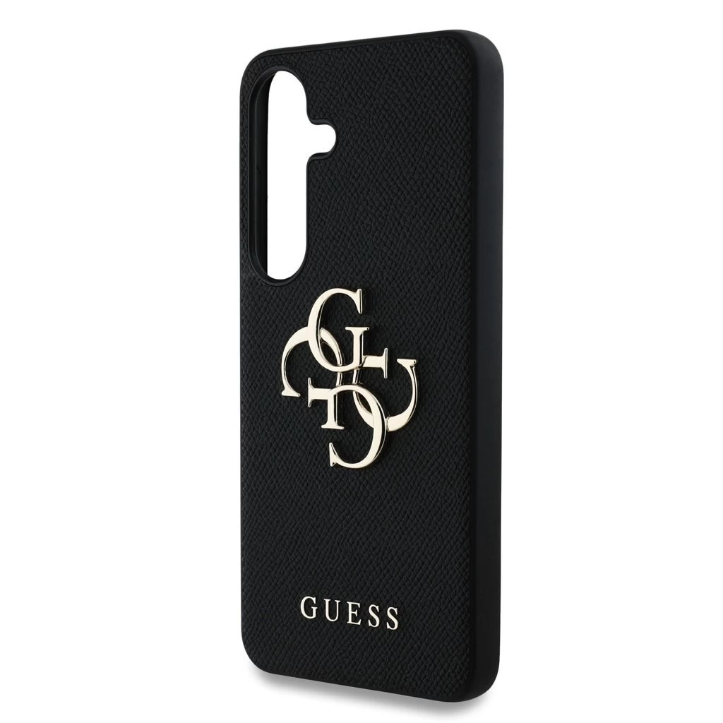 Guess PU Grained 4G Metal Logo tok Samsung Galaxy S25 készülékhez fekete
