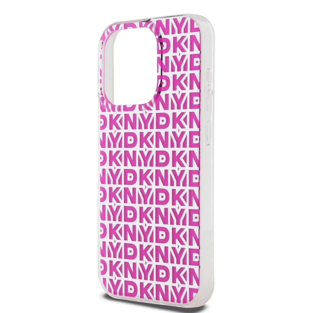 DKNY PC/TPU Repeat Pattern tok iPhone 15 Pro készülékhez rózsaszín