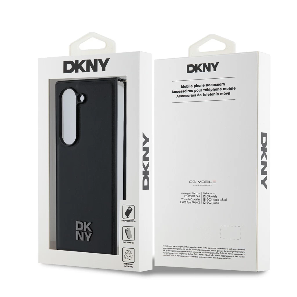DKNY PU bőr Stack Logo MagSafe tok Samsung Galaxy Z Fold 6 készülékhez fekete