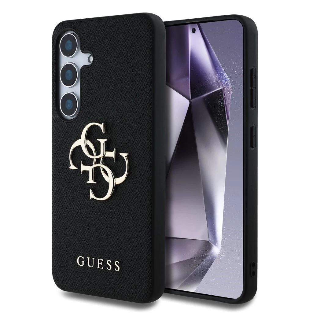 Guess PU Grained 4G Metal Logo tok Samsung Galaxy S25+ készülékhez fekete
