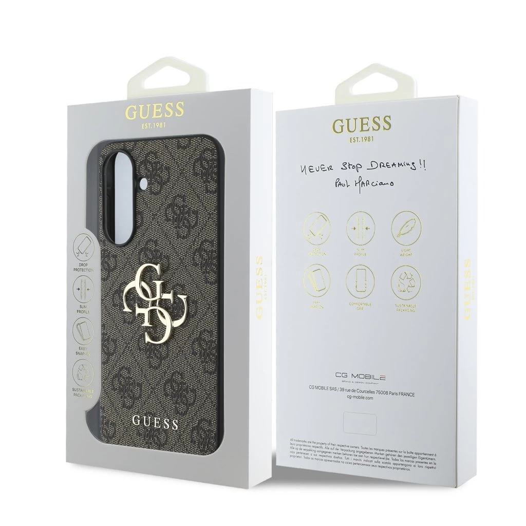 Guess PU 4G Metal Logo tok Samsung Galaxy A36 készülékhez barna