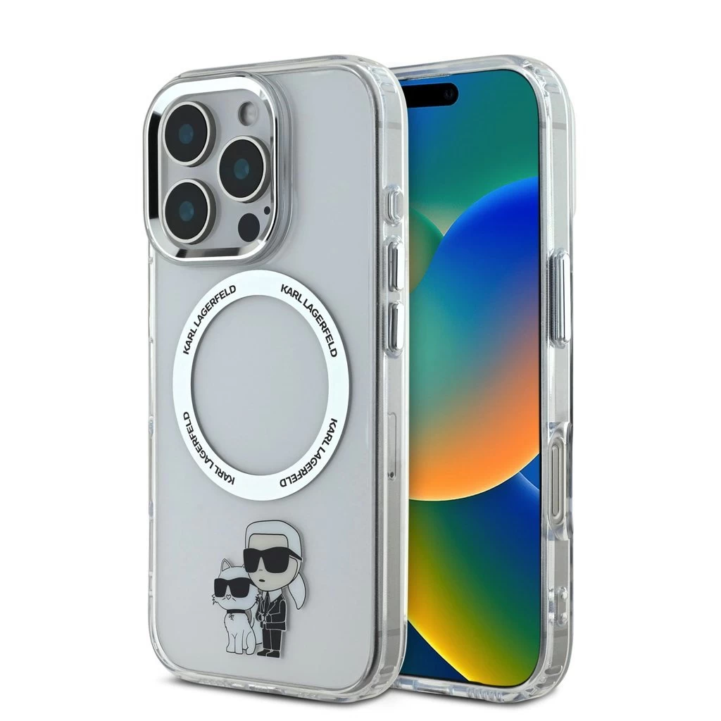 Karl Lagerfeld IML Karl and Choupette MagSafe tok iPhone 16 Pro készülékhez átlátszó