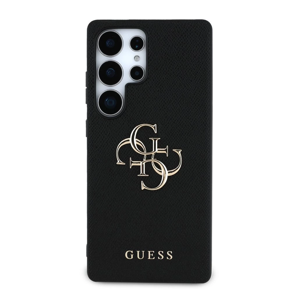 Guess PU Grained 4G Metal Logo tok Samsung Galaxy S25 Ultra készülékhez fekete
