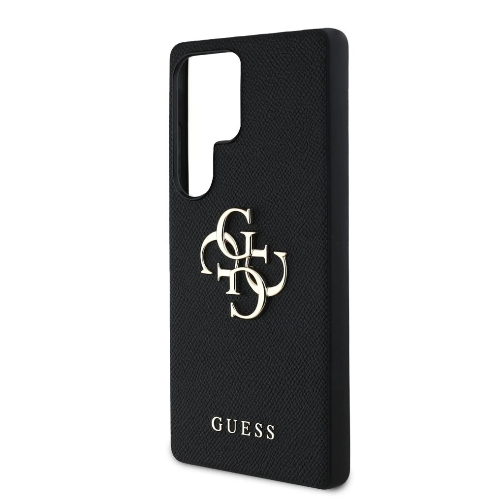 Guess PU Grained 4G Metal Logo tok Samsung Galaxy S25 Ultra készülékhez fekete