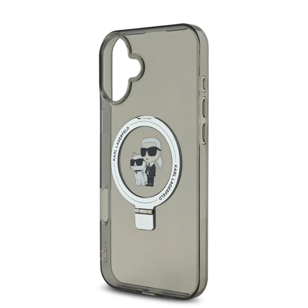 Karl Lagerfeld Ringstand Karl and Choupette MagSafe tok iPhone 16 Plus készülékhez fekete