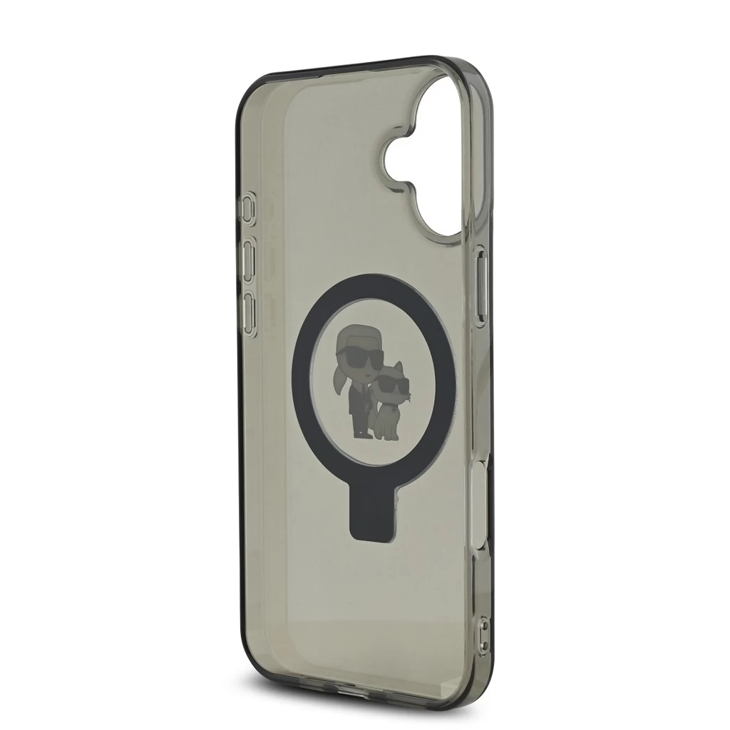 Karl Lagerfeld Ringstand Karl and Choupette MagSafe tok iPhone 16 Plus készülékhez fekete