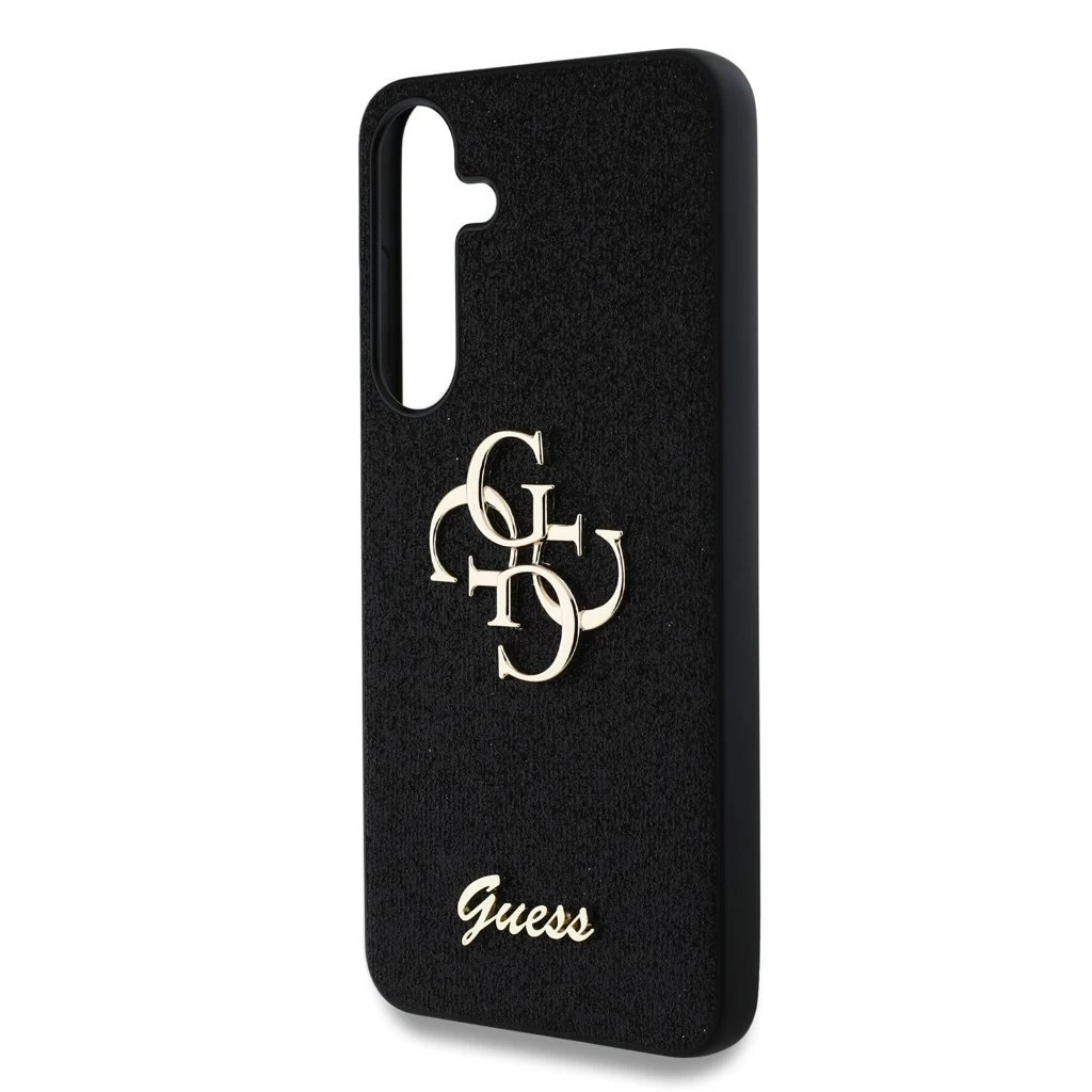 Guess PU Fixed Glitter 4G Metal Logo tok Samsung Galaxy S25+ készülékhez fekete