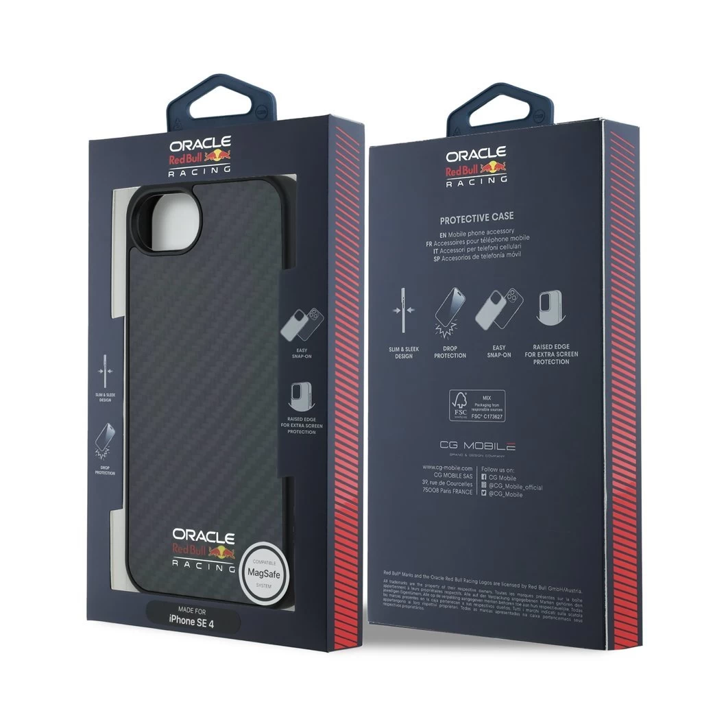 Red Bull Carbon Shiny Logo MagSafe tok iPhone 16e készülékhez fekete