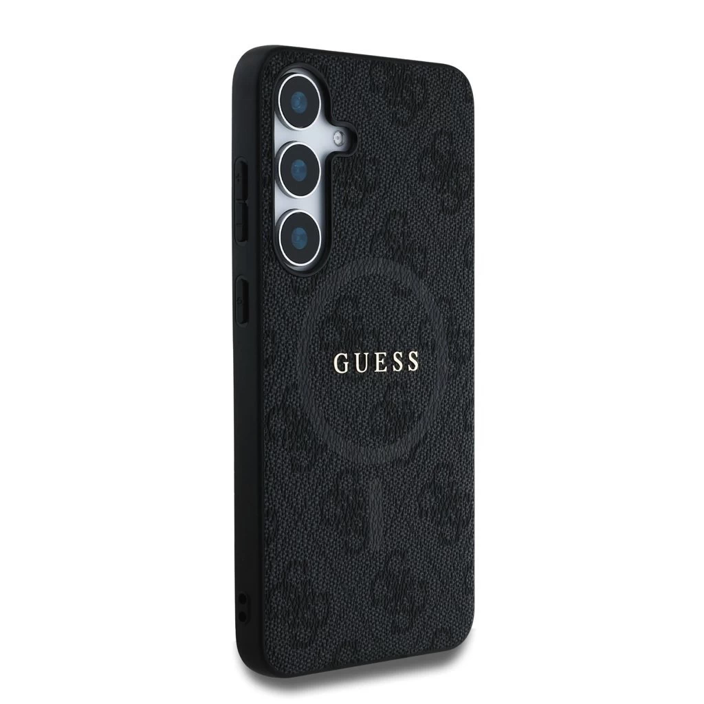 Guess PU Leather 4G Colored Ring MagSafe tok Samsung Galaxy S25+ készülékhez fekete