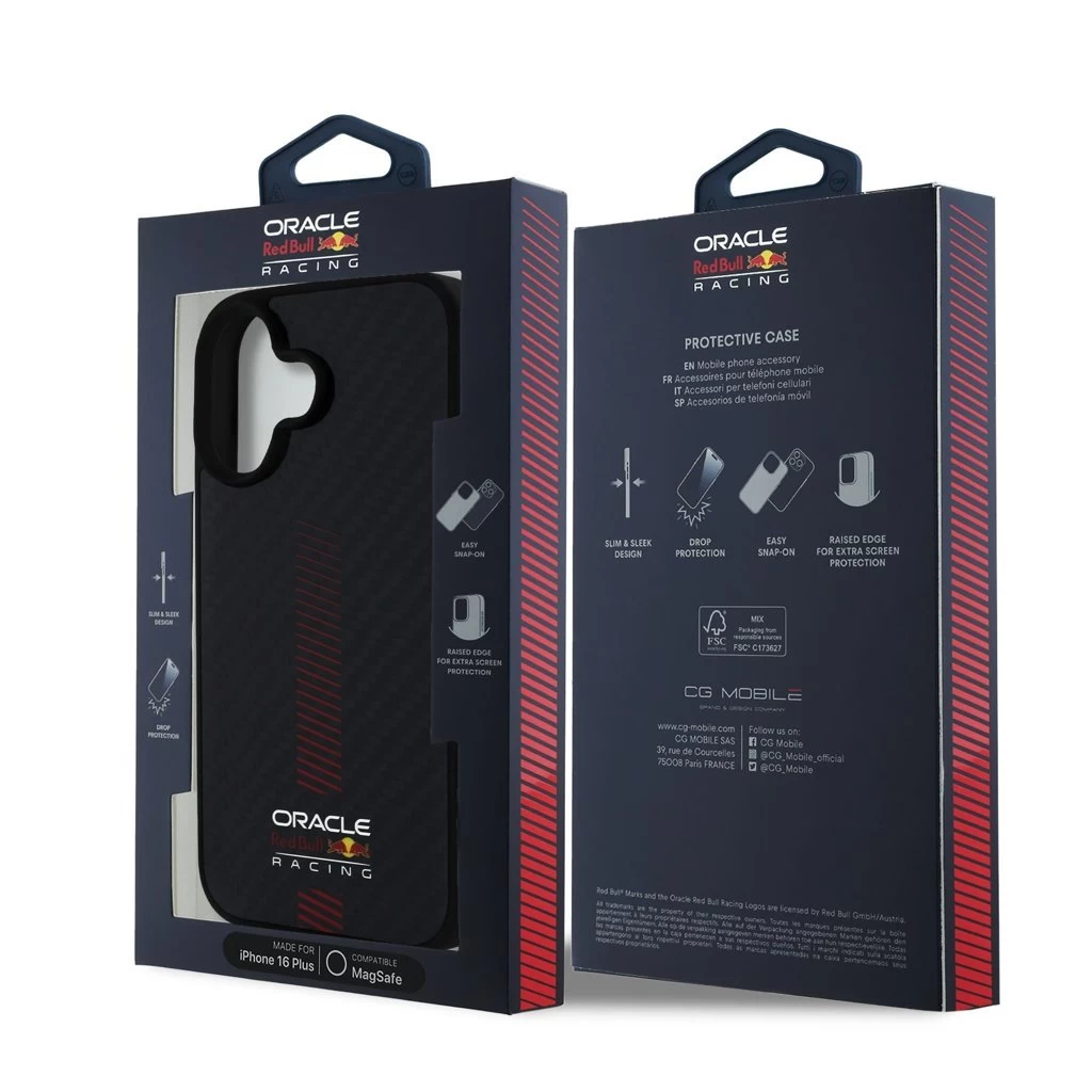 Red Bull Carbon Powerbar MagSafe tok iPhone 16 Plus készülékhez fekete