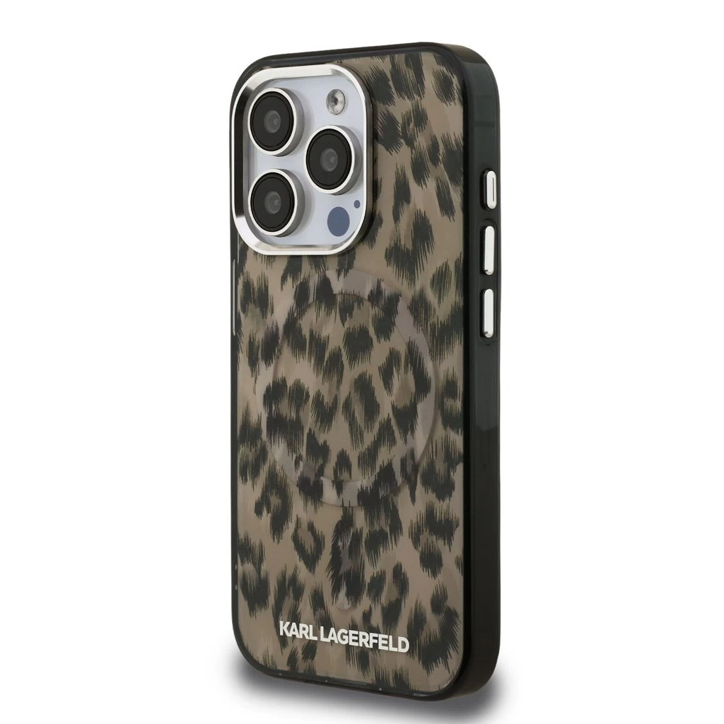 Karl Lagerfeld IML Leopard MagSafe tok iPhone 15 Pro Max készülékhez barna