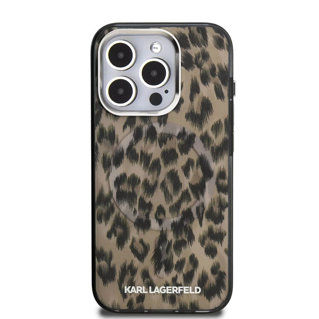 Karl Lagerfeld IML Leopard MagSafe tok iPhone 15 Pro Max készülékhez barna