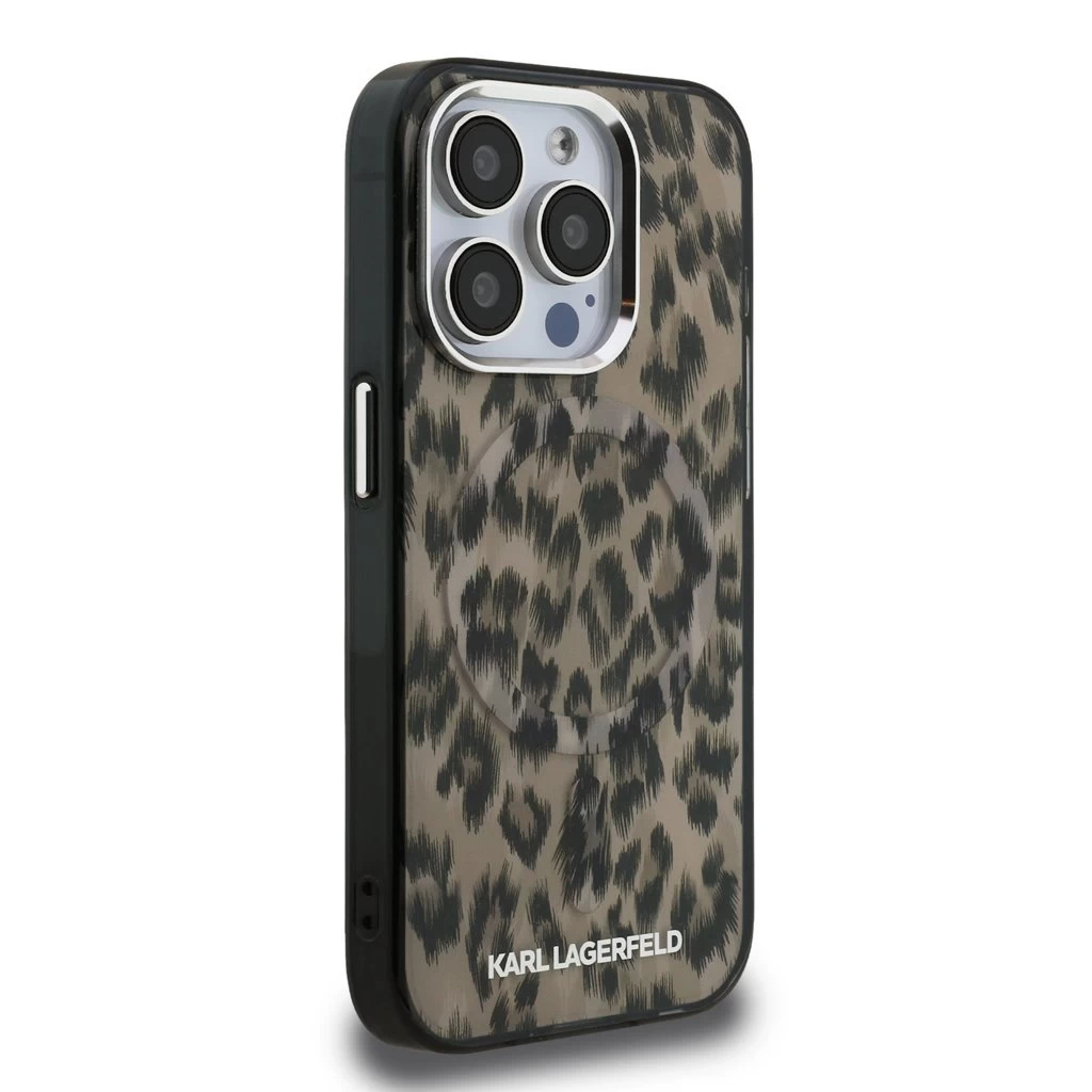 Karl Lagerfeld IML Leopard MagSafe tok iPhone 15 Pro Max készülékhez barna
