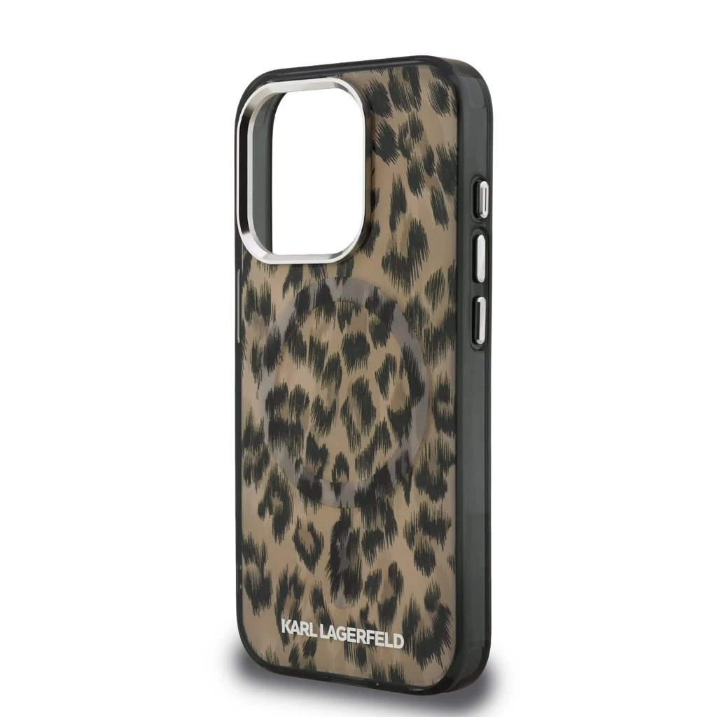 Karl Lagerfeld IML Leopard MagSafe tok iPhone 15 Pro Max készülékhez barna