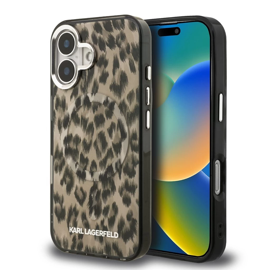 Karl Lagerfeld IML Leopard MagSafe tok iPhone 16 készülékhez barna