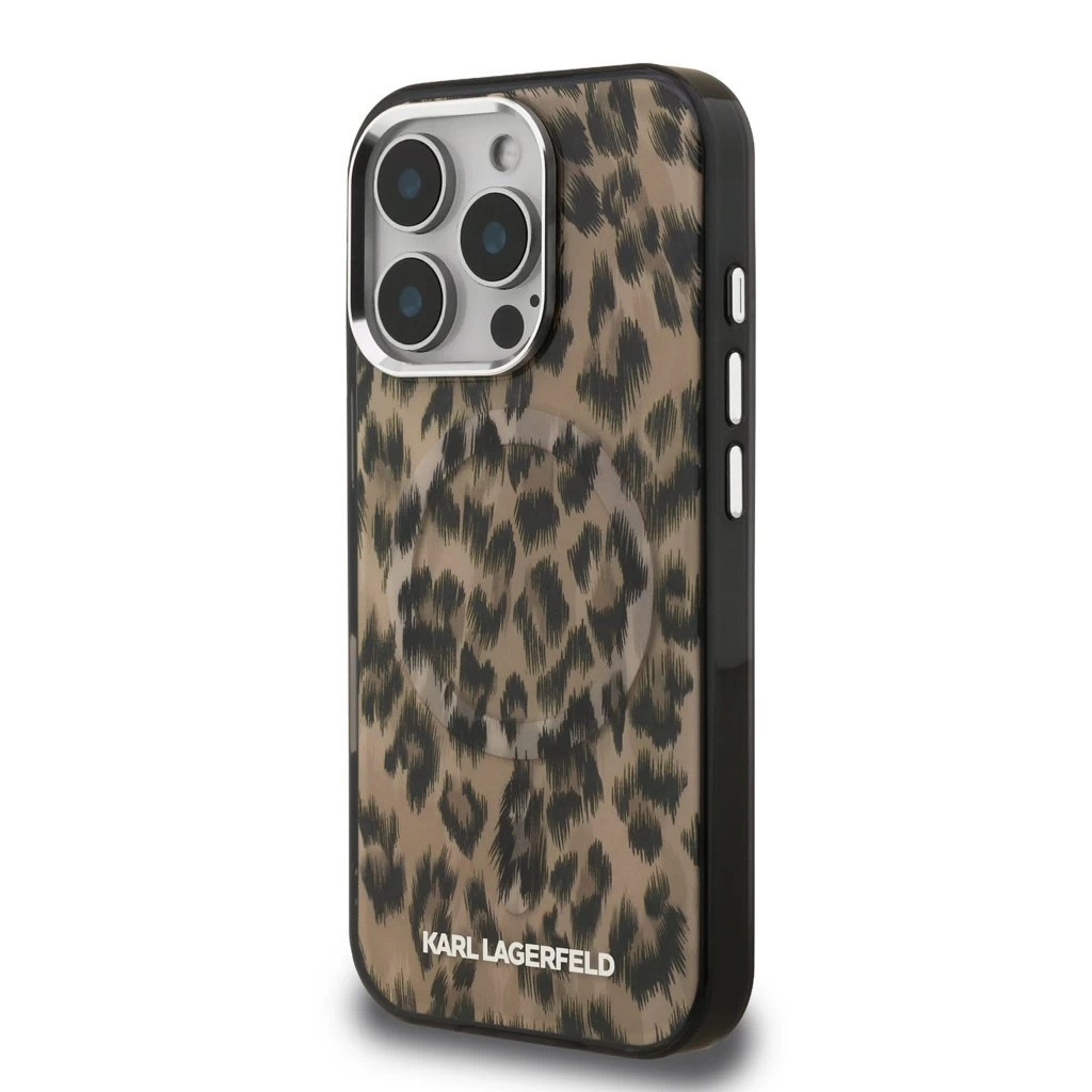 Karl Lagerfeld IML Leopard MagSafe tok iPhone 16 Pro Max készülékhez barna