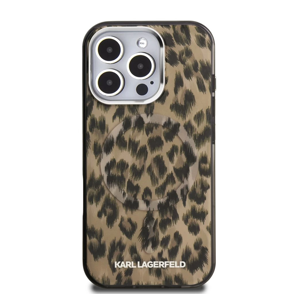 Karl Lagerfeld IML Leopard MagSafe tok iPhone 16 Pro Max készülékhez barna