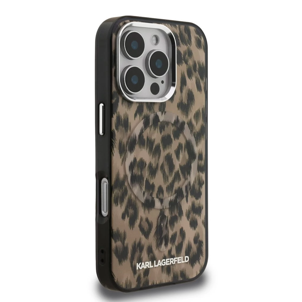 Karl Lagerfeld IML Leopard MagSafe tok iPhone 16 Pro Max készülékhez barna