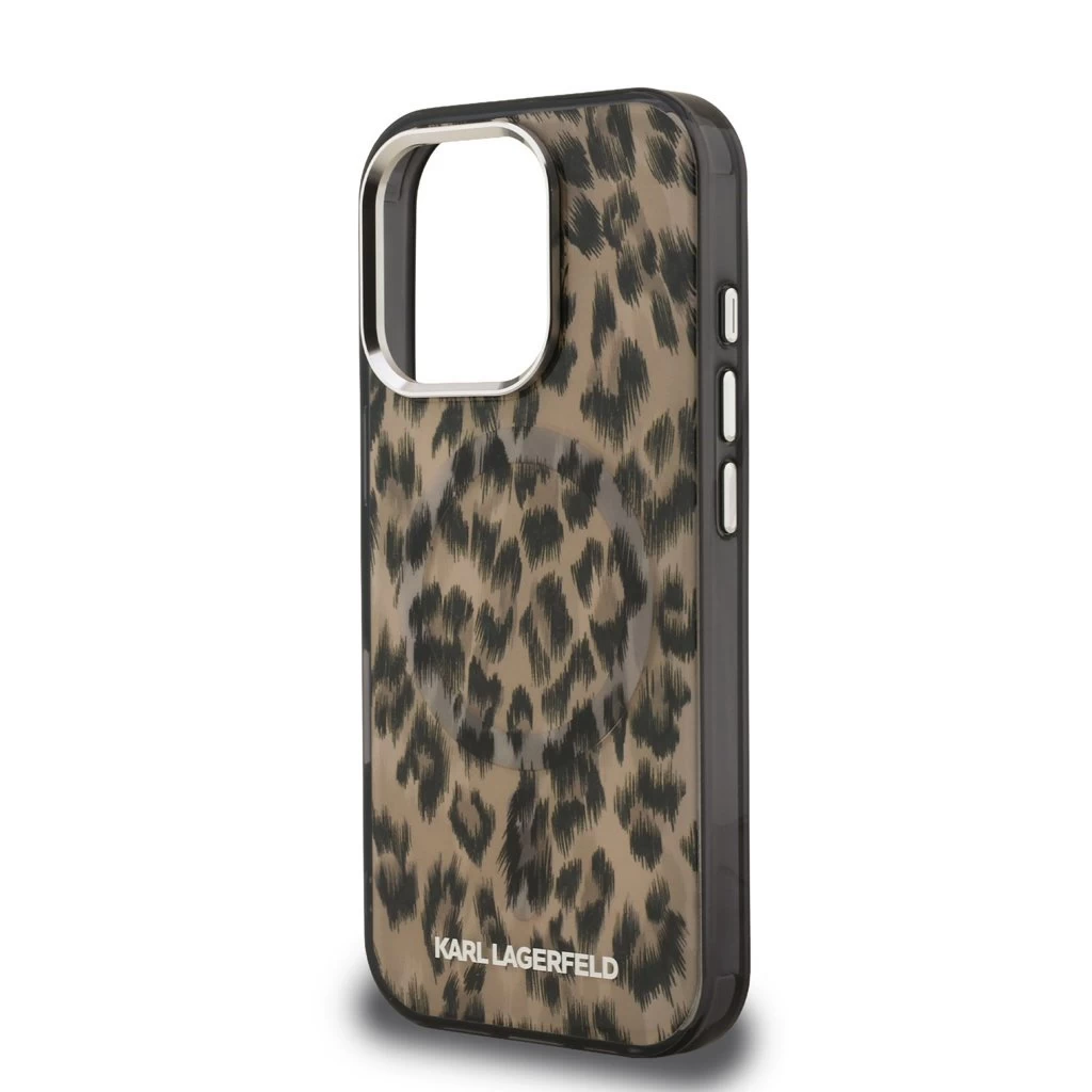 Karl Lagerfeld IML Leopard MagSafe tok iPhone 16 Pro Max készülékhez barna