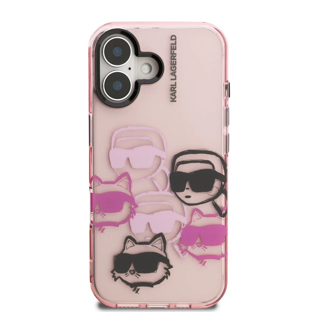 Karl Lagerfeld IML Multi K&CH Heads tok iPhone 16 készülékhez rózsaszín