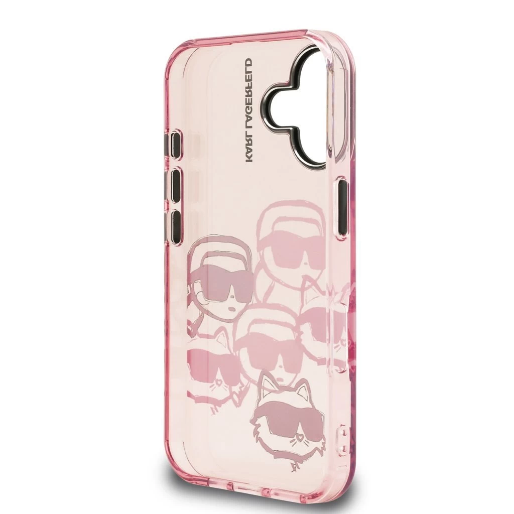 Karl Lagerfeld IML Multi K&CH Heads tok iPhone 16 készülékhez rózsaszín
