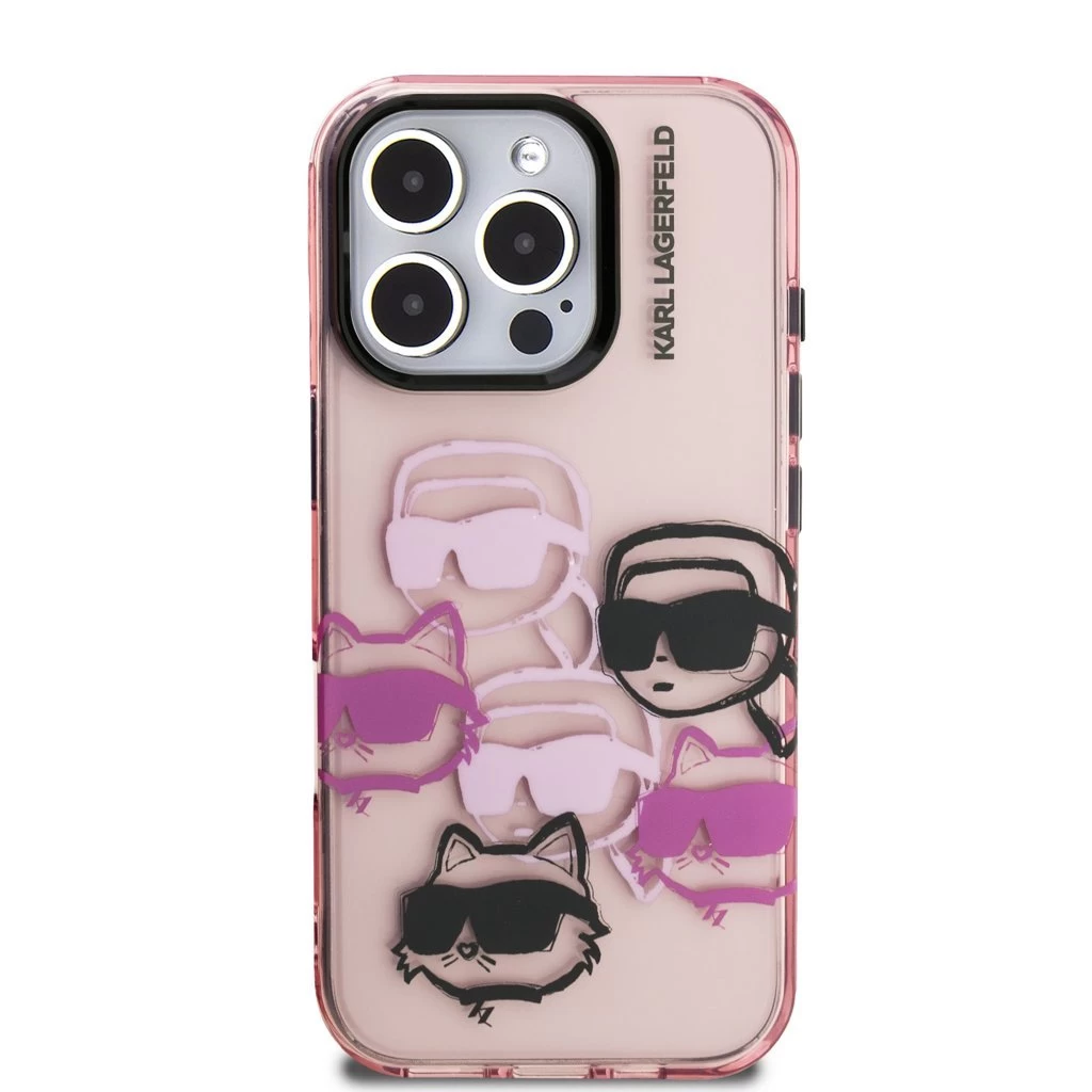 Karl Lagerfeld IML Multi K&CH Heads tok iPhone 16 Pro készülékhez rózsaszín