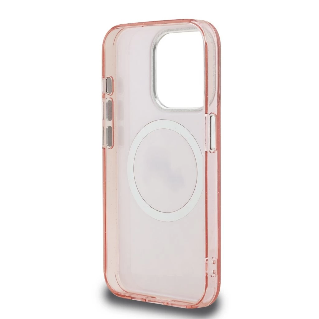 Karl Lagerfeld IML K&CH Heads Repeated Logo MagSafe tok iPhone 15 Pro készülékhez rózsaszín