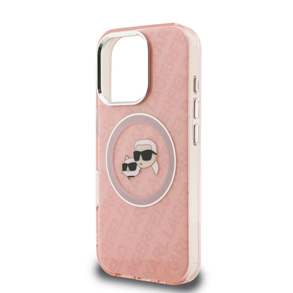 Karl Lagerfeld IML K&CH Heads Repeated Logo MagSafe tok iPhone 16 Pro készülékhez rózsaszín