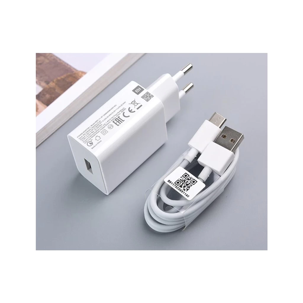 Xiaomi MDY-11-EP USB-A 22,5W utazótöltő + USB-C adatkábel fehér – csomagolás nélküli gyári