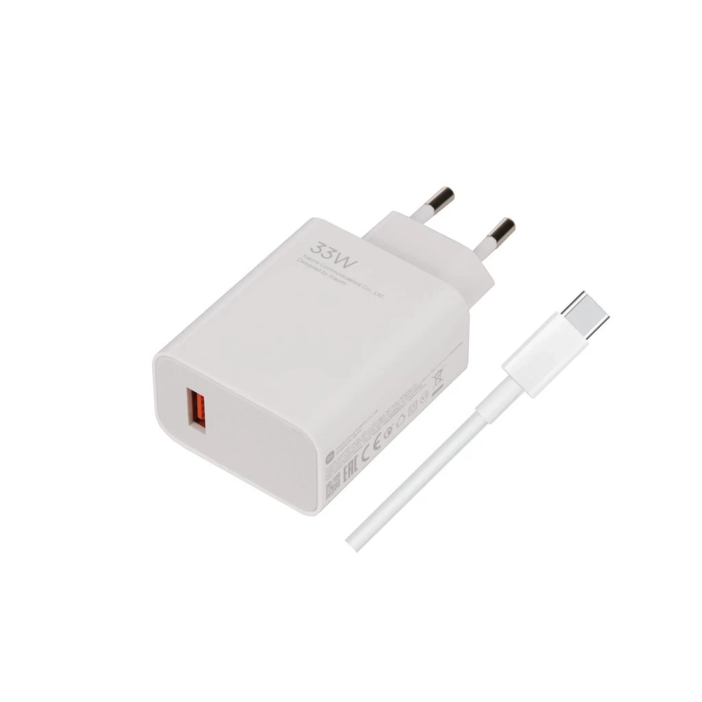 Xiaomi MDY-11-EZ USB-A 33W töltő + kábel USB-C fehér – csomagolás nélküli gyári