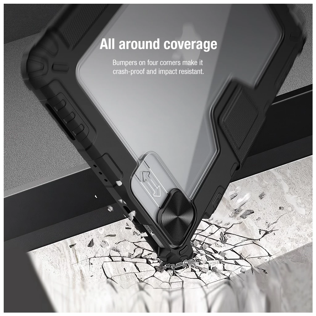 Nillkin Bumper PRO védő, állványos tok iPad Air 4/5/10.9 (2020/11/2024/2025) és iPad Pro 11 (2020/2021/2022) készülékhez fekete