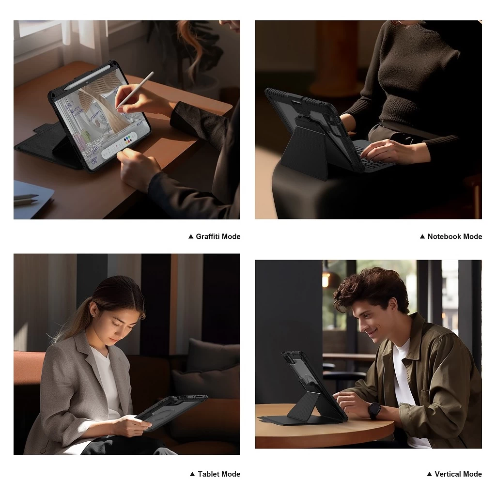 Nillkin Bumper Link billentyűzetes tok (Backlit Version) for iPad Pro 11 2024 készülékhez fekete