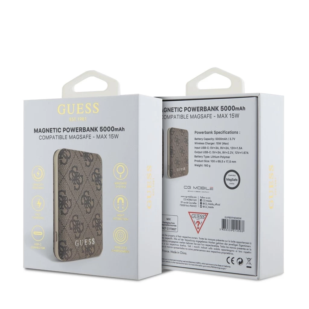 Guess PU 4G MagSafe töltőbank 5000mAh barna