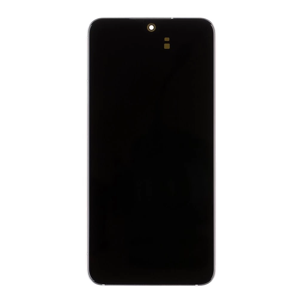 LCD kijelző + érintő egység + előlapi tok Samsung S901B Galaxy S22 készülékhez fehér (Service Pack)