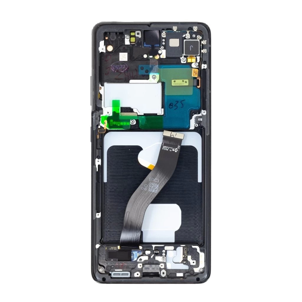 LCD kijelző + érintőegység + elülső burkolat Samsung SM-G998 Galaxy S21Ultra készülékhez fekete (Service Pack)