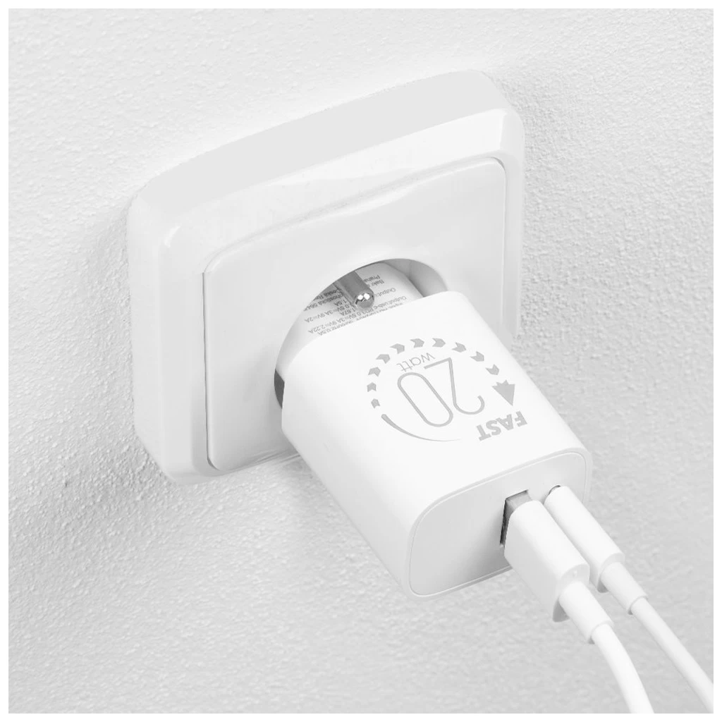 OBAL:ME fali töltő USB-A + USB-C 20W fehér