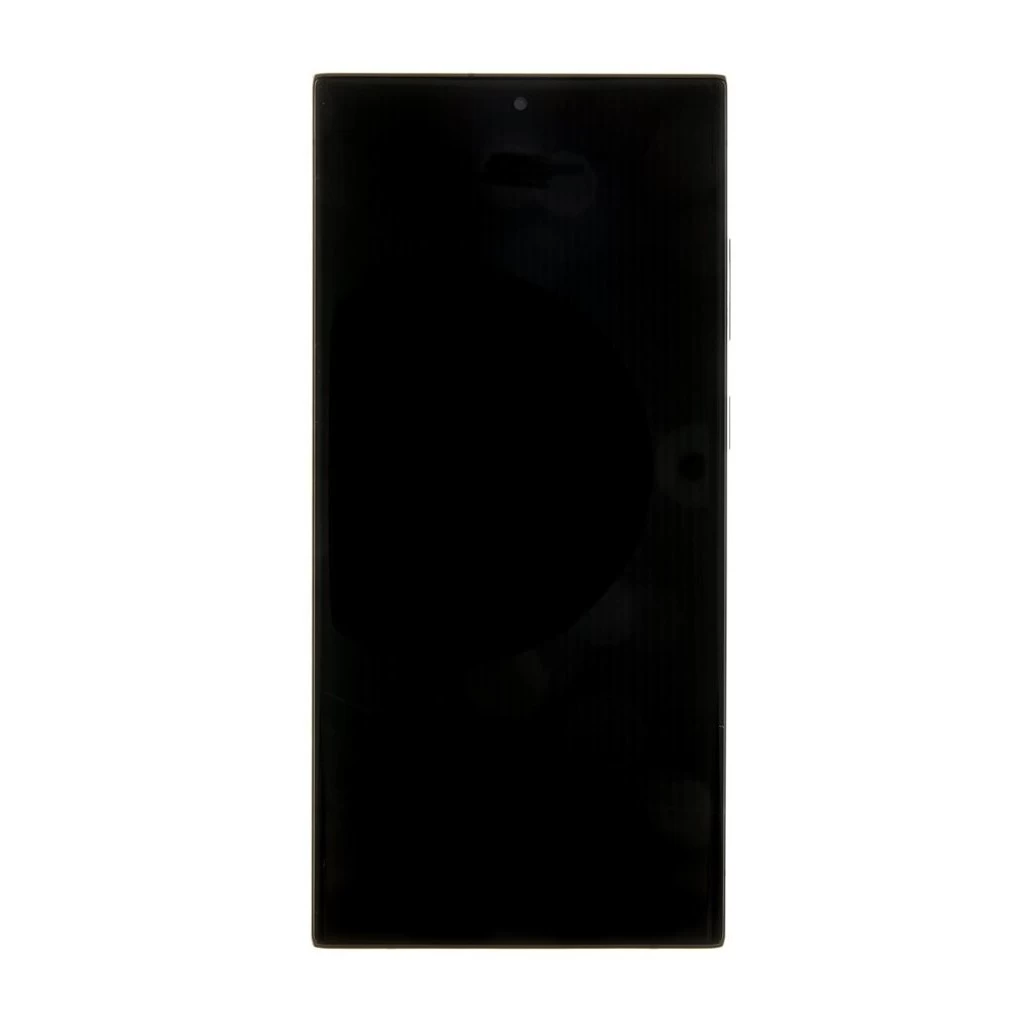 LCD kijelző + érintő egység + elülső tok Samsung S918 Galaxy S23 Ultra készülékhez fekete (Service Pack)