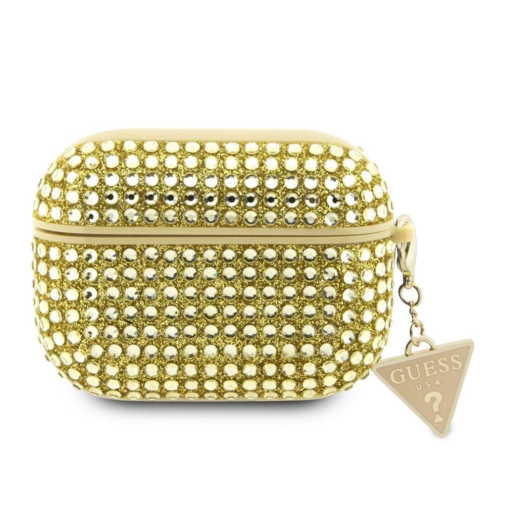 Guess Rhinestones Triangle Metal Logo tok AirPods Pro készülékhez arany