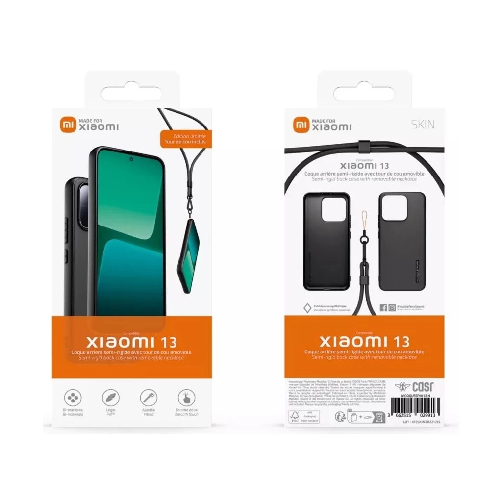 Made for Xiaomi TPU tok nyaklánccal Xiaomi 13 készülékhez fekete