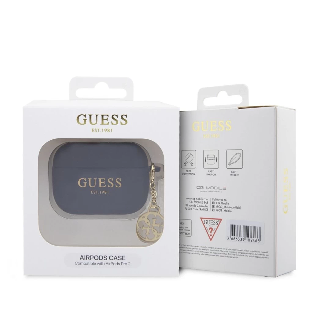 Guess 4G Charm Szilikon Tok AirPods Pro 2 készülékhez fekete