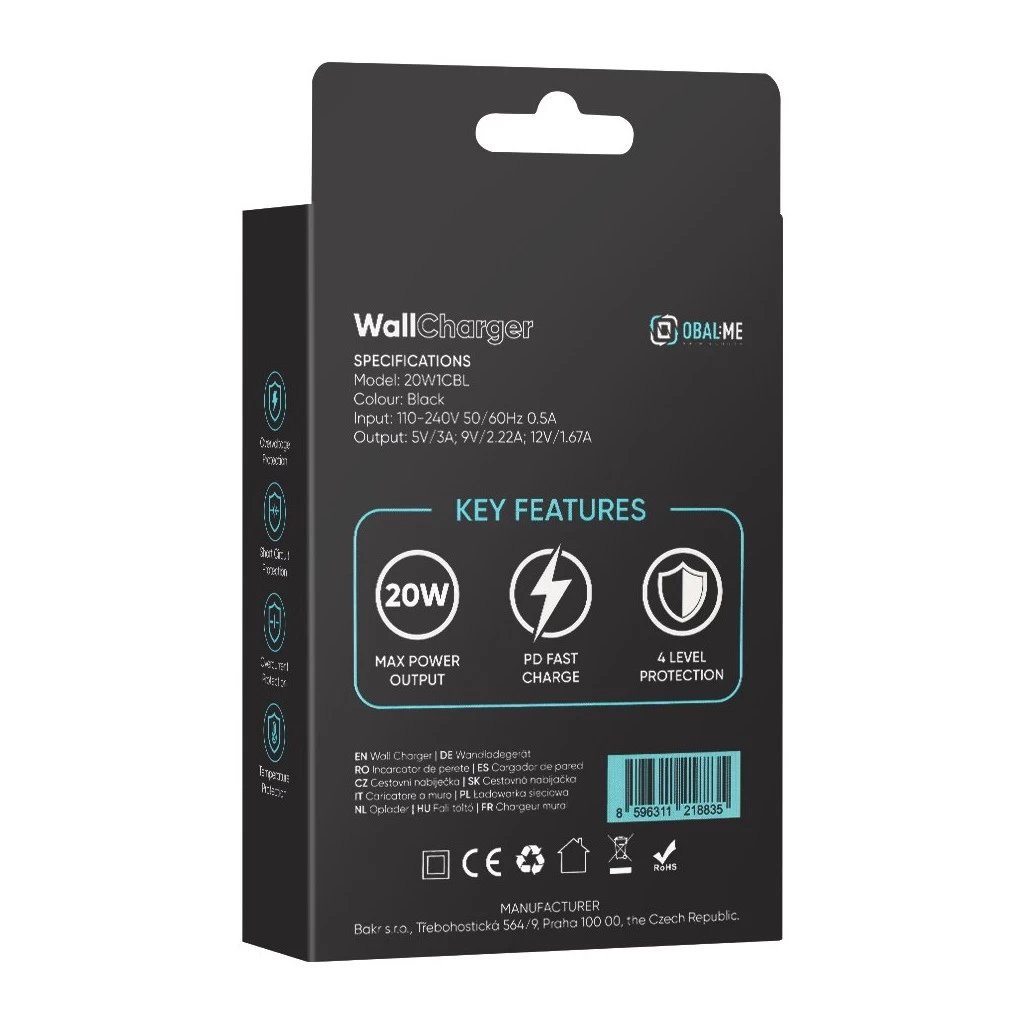 OBAL:ME fali töltő USB-C 20W fekete