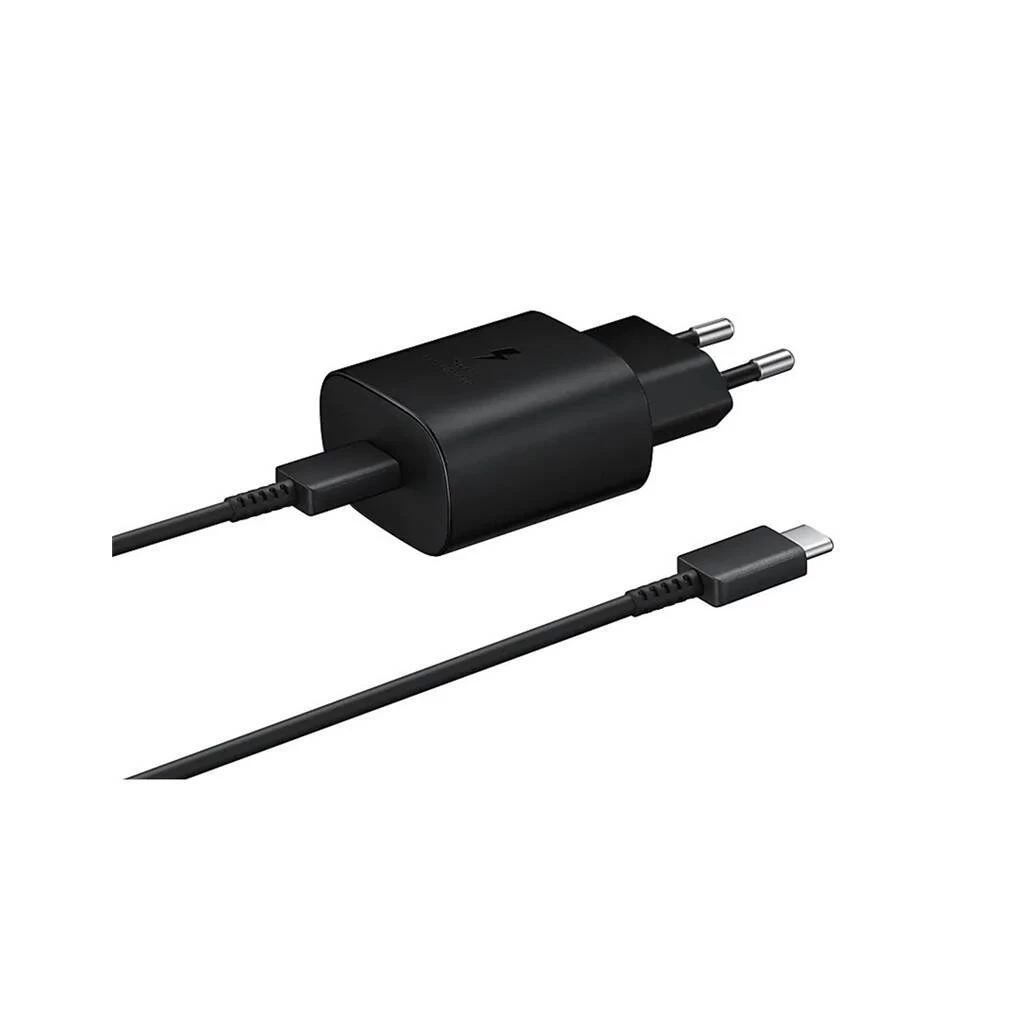EP-TA800EBE + EP-DA705BBE Samsung 25W utazótöltő + USB-C/USB-C adatkábel fekete – csomagolás nélküli gyártói