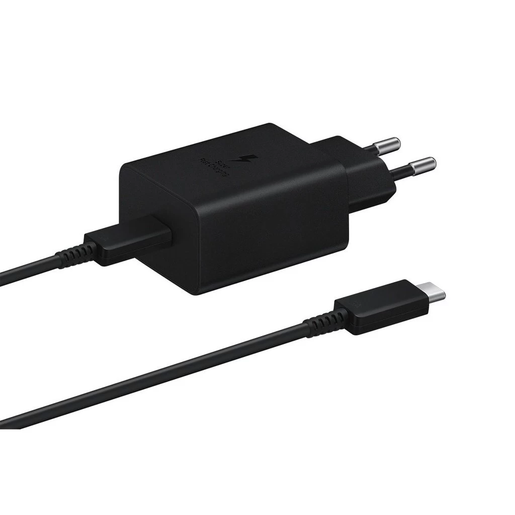 EP-T1510EBE + EP-DA705BBE Samsung 15W utazótöltő + USB-C/USB-C adatkábel fekete – csomagolás nélküli gyártói