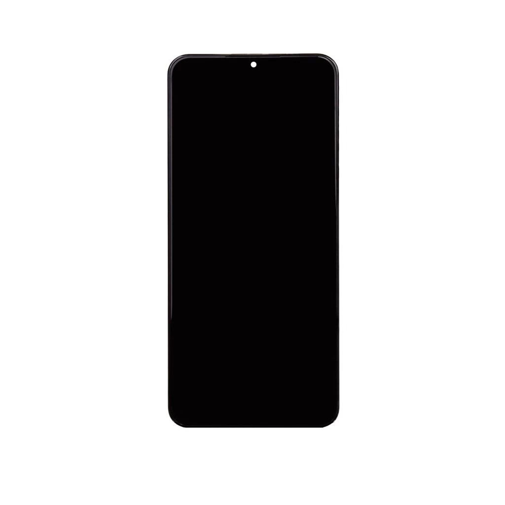 LCD kijelző + érintő egység + elülső tok Samsung A236 Galaxy A23 5G készülékhez fekete (Service Pack)