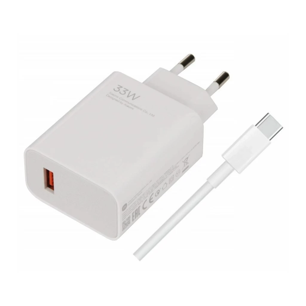 Xiaomi MDY-16-EF USB-A 33W utazási töltő + kábel USB-C fehér – csomagolás nélküli gyári