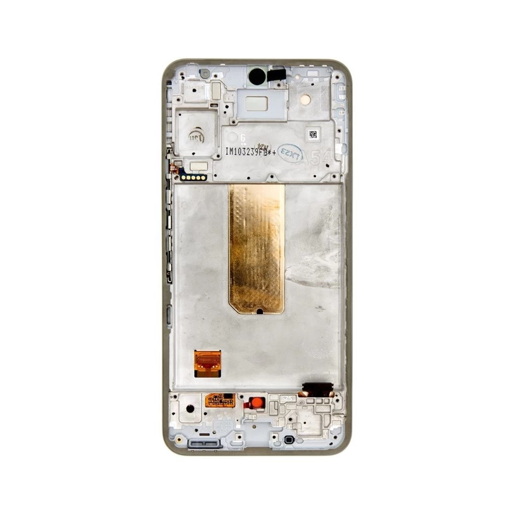 LCD kijelző + érintőegység + elülső tok Samsung A546B Galaxy A54 5G készülékhez Awesome fehér (Service Pack)