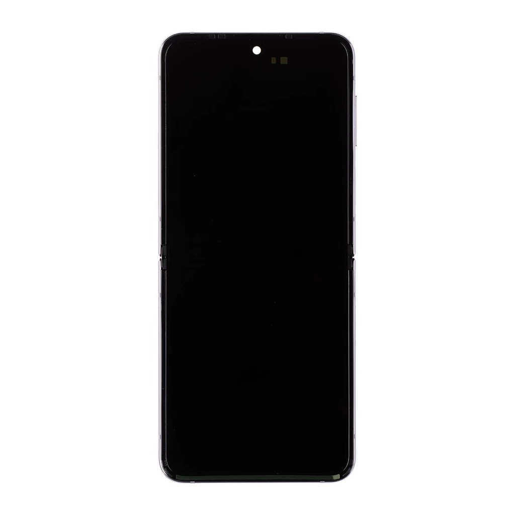 LCD kijelző + érintő egység + elülső tok Samsung F721 Galaxy Z Flip 4 5G készülékhez Bora lila (Service Pack)