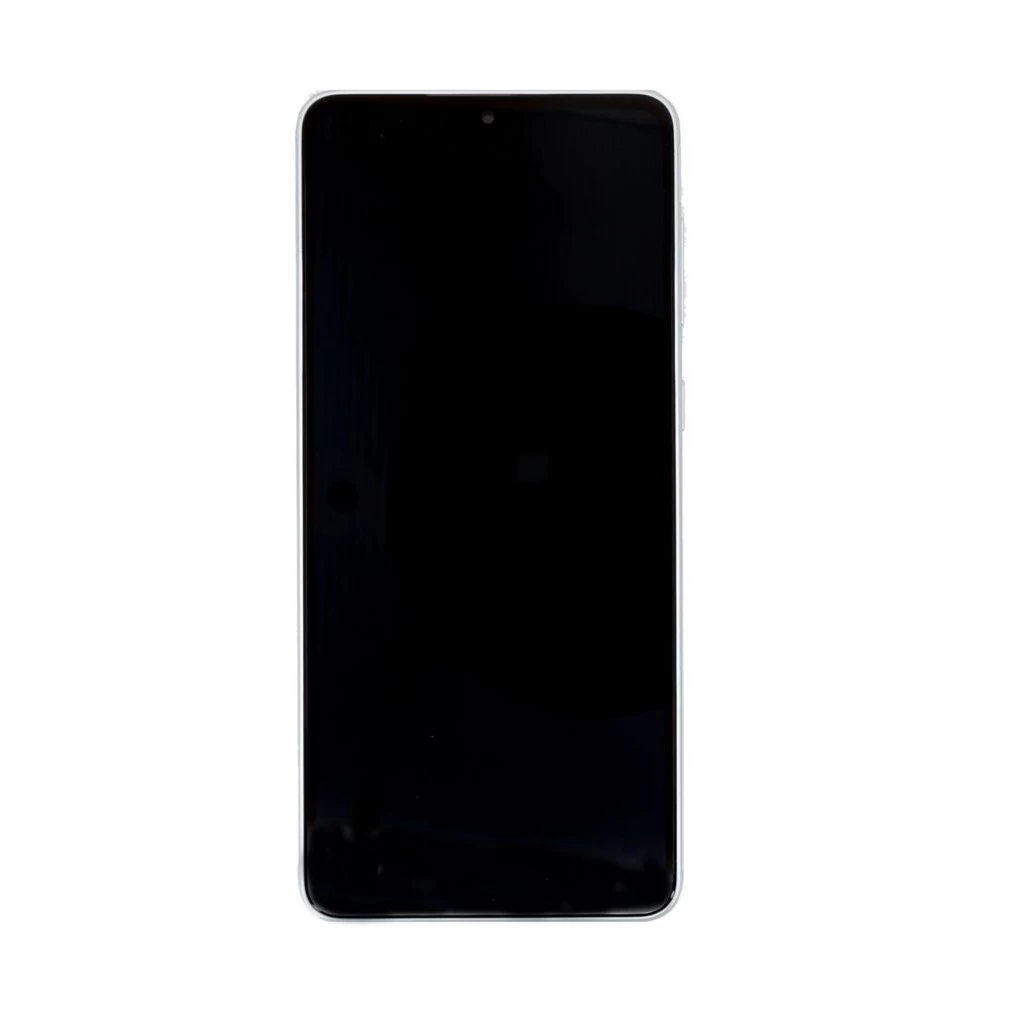 LCD kijelző + érintő egység + elülső tok Samsung A336B Galaxy A33 5G Awesome készülékhez fehér (Service Pack)