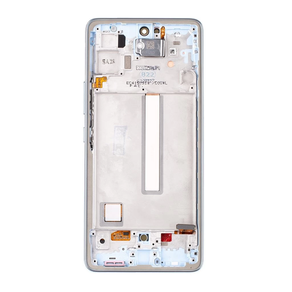 LCD kijelző + érintő egység + elülső burkolat Samsung A536B Galaxy A53 5G készülékhez, kék (Service Pack)